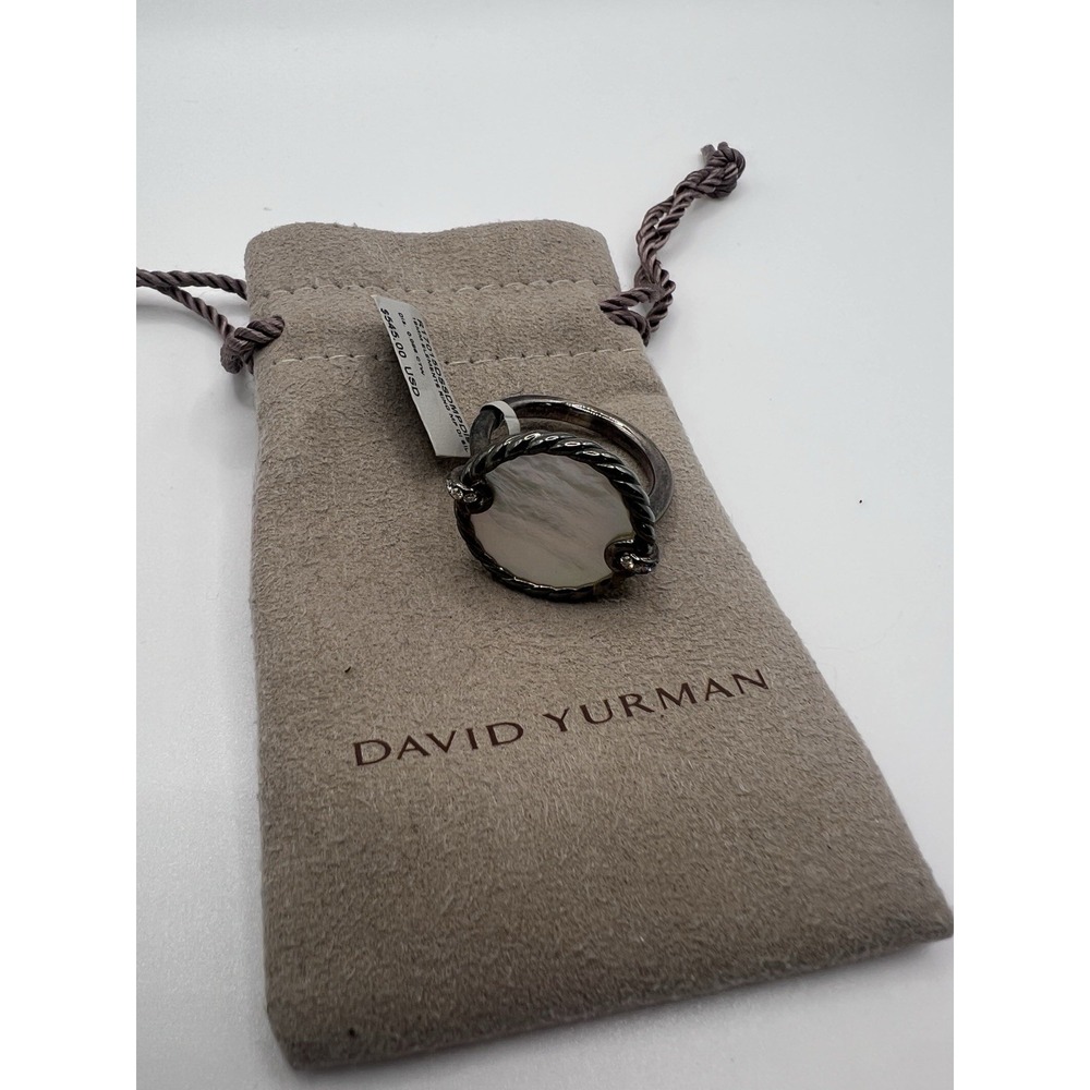 David Yurman Element Ring ,mother Pearl Diamonds, 18mm , Size ,Sterling ,NWT 9